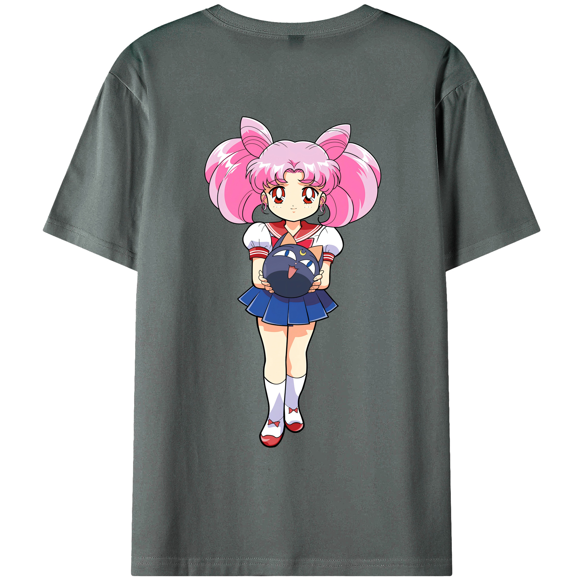 （画像用） 美少女戦士セーラームーン ちびうさ Sailor Moon Chibiusa Tsukino Usagi Small Lady Serenity 綿100％ メンズ半袖Tシャツ（バックプリント） 通気性